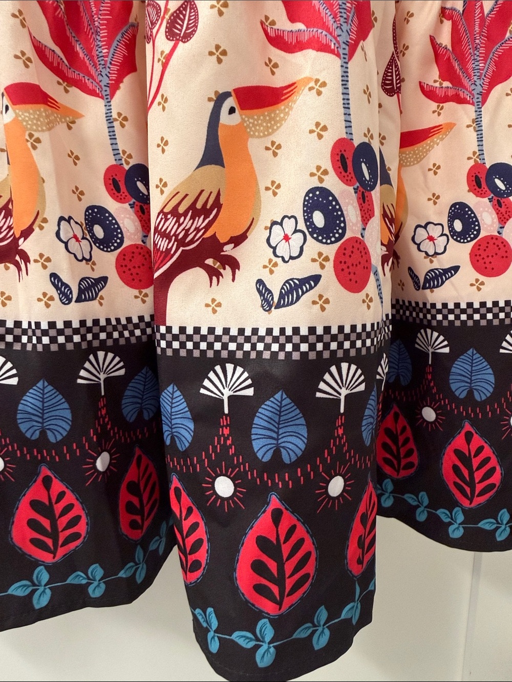 Maxi Sundress with Pink & Navy Leaf Print - Picture 7 of 12